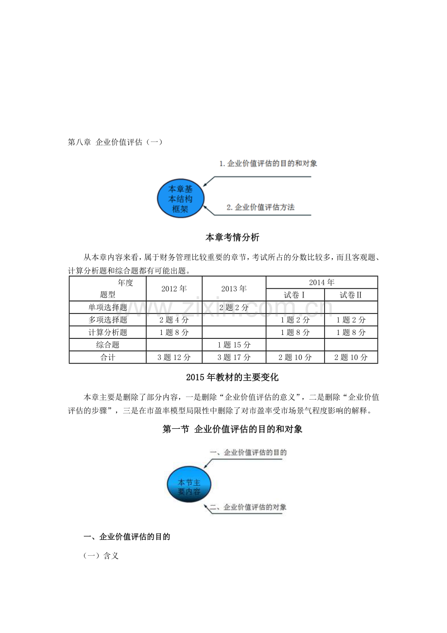 注册会计师讲义《财管》第八章企业价值评估01.doc_第1页