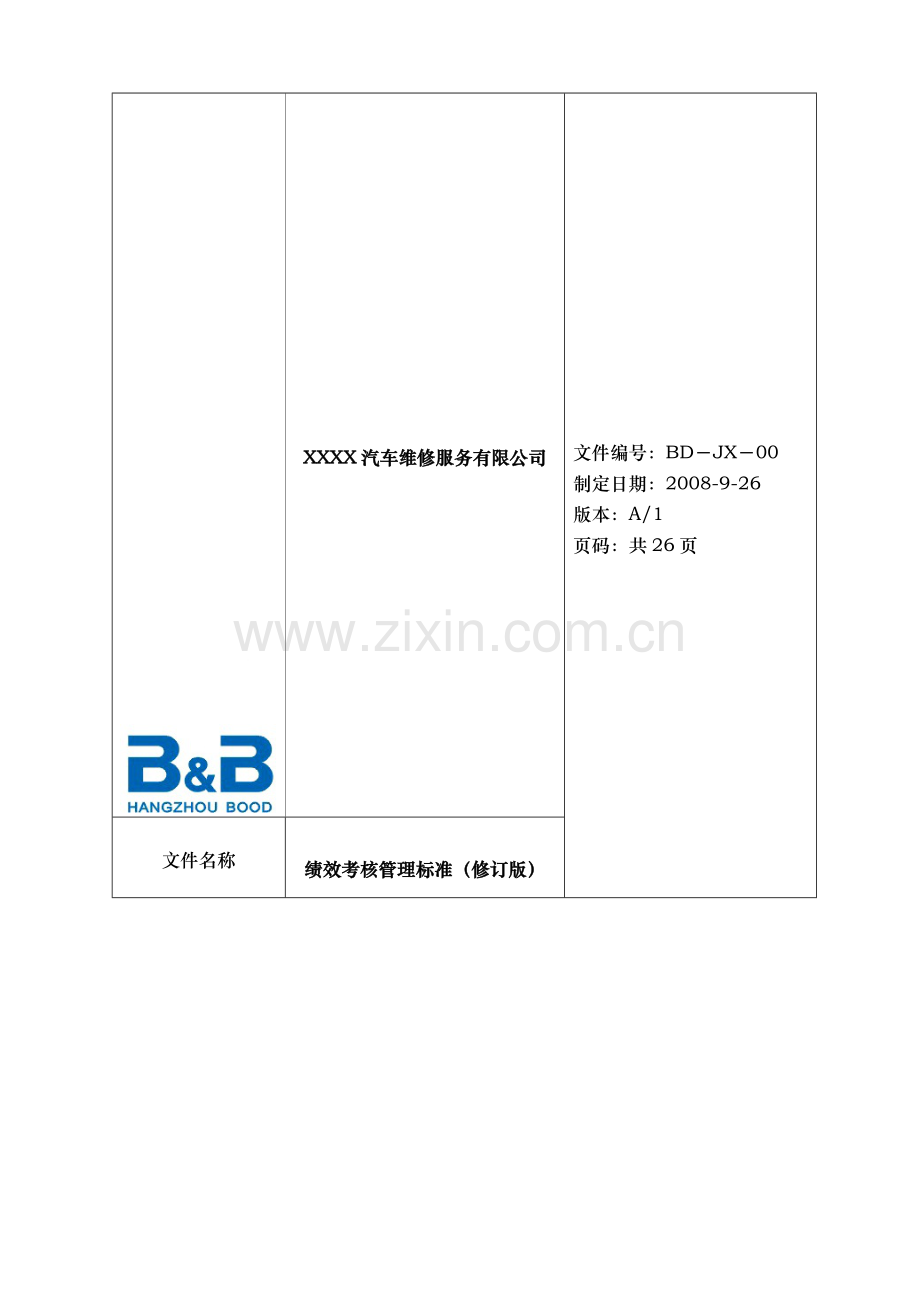 绩效考核管理标准(服务部).doc_第1页