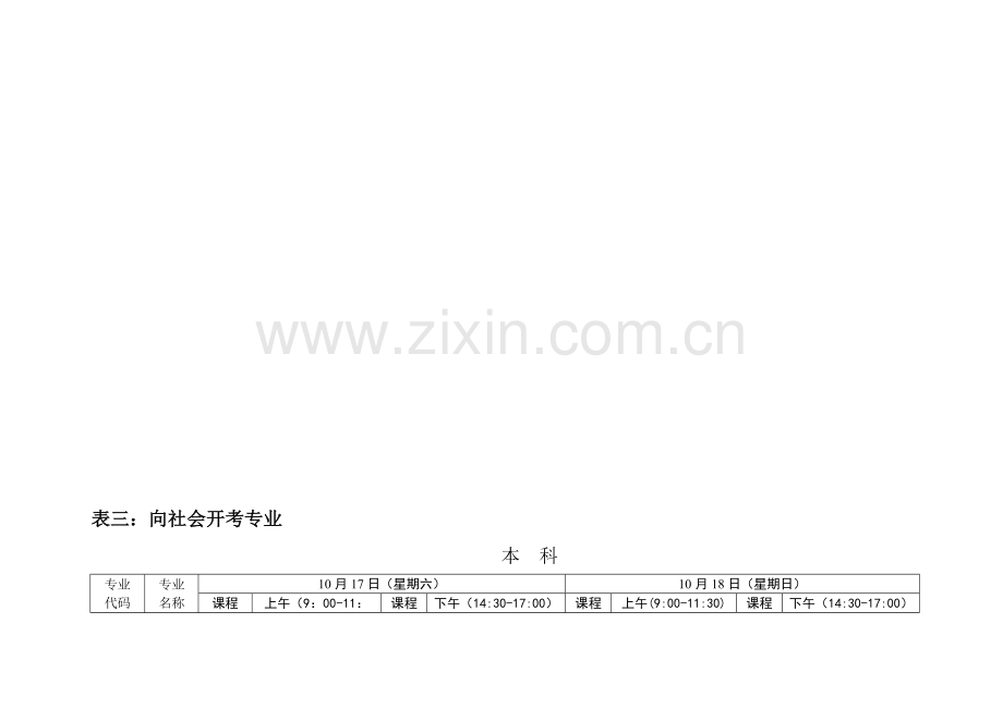 2015年10月湖北自考委面向社会开考专业本科段科目.doc_第1页
