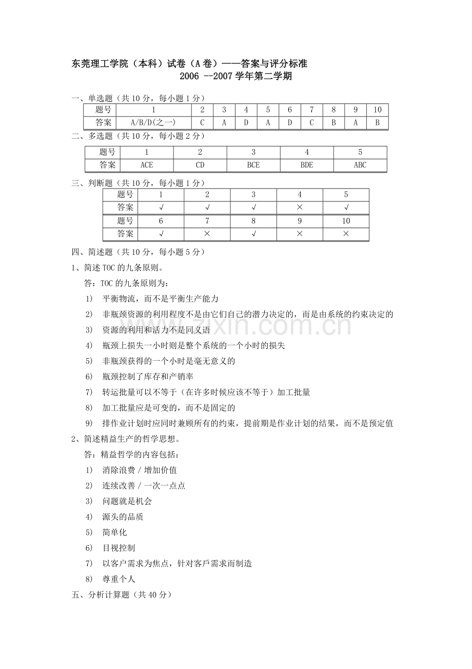 A(54)生产运作管理试卷——答案.doc_第1页