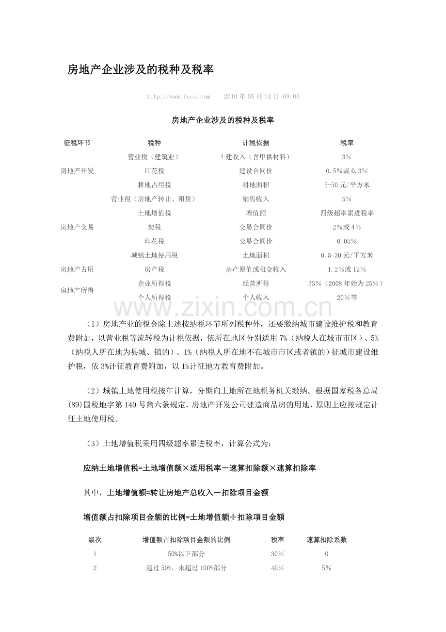 房地产企业涉及的税种及税率.doc_第1页