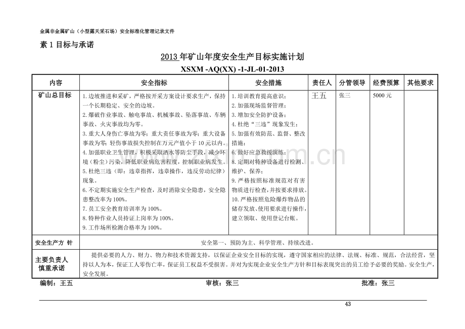 金属非金属矿山(小型露天采石场)安全标准化管理记录文件.doc_第2页