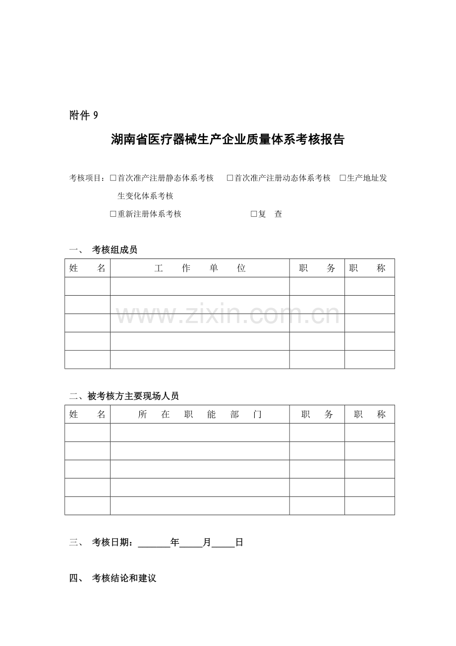 湖南省医疗器械生产企业质量体系考核报告.doc_第1页