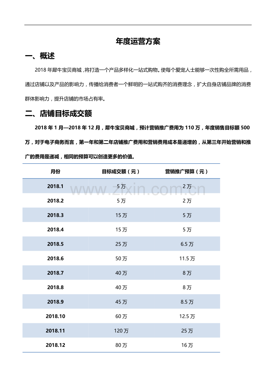 2018年电商淘宝天猫年度工作计划.doc_第1页