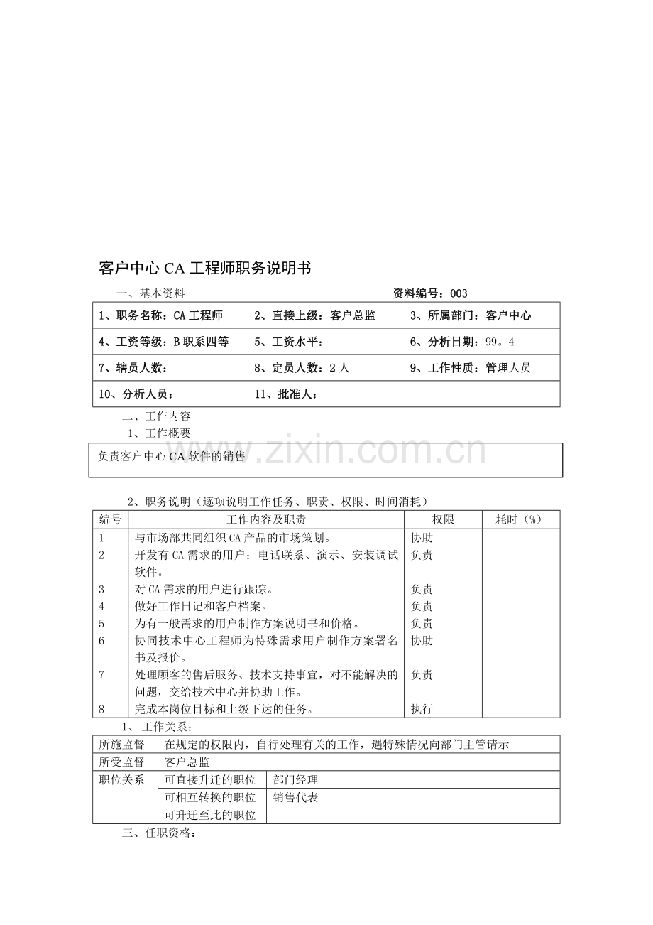 华中建科-客户中心CA工程师职务职责.doc_第1页