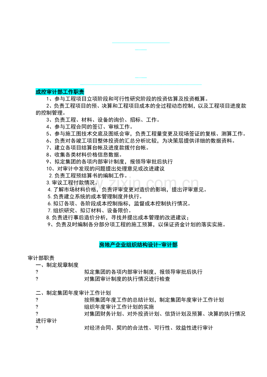 地产公司成本控制部工作职责.doc_第1页