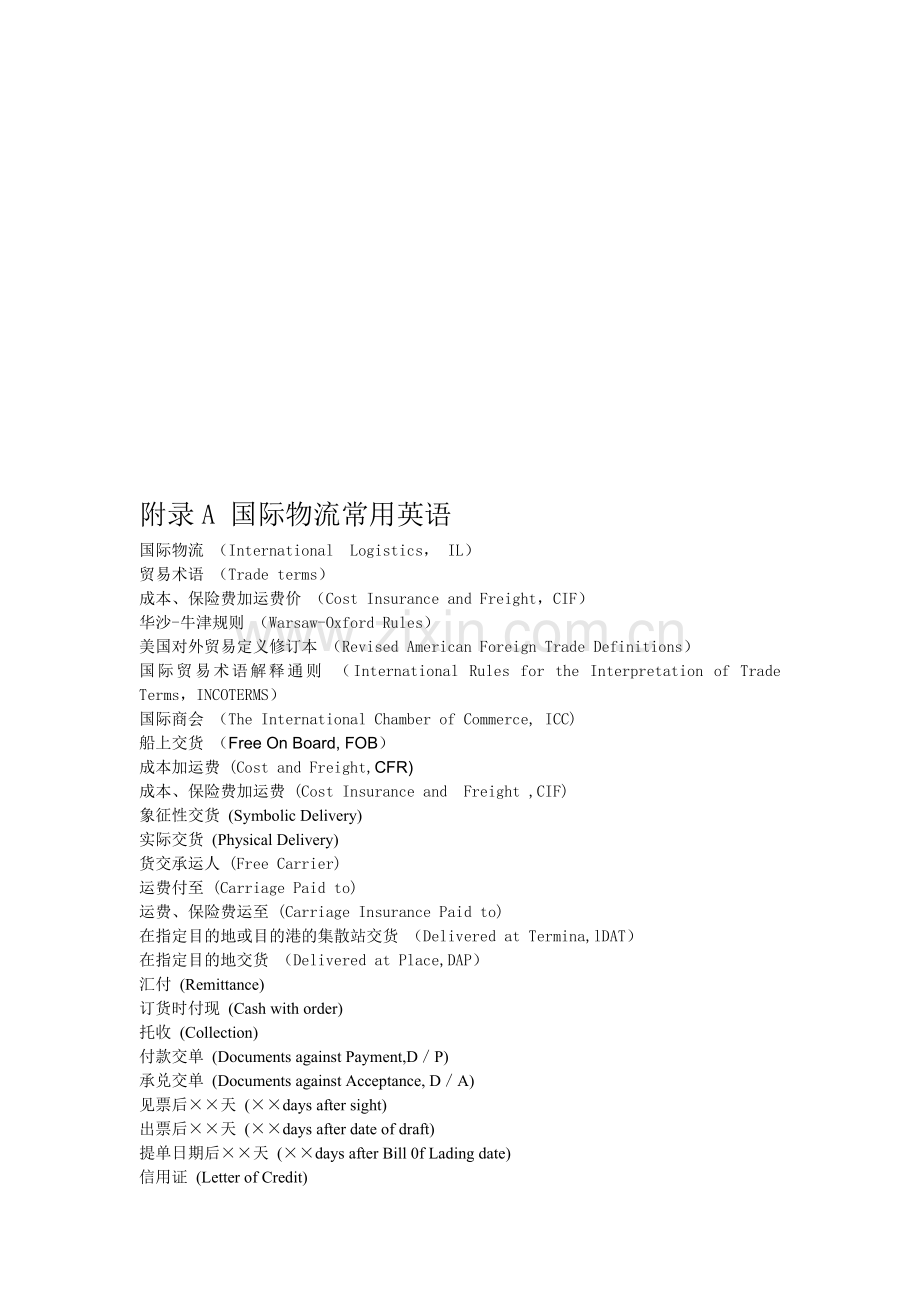 国际物流实务附录资料.doc_第1页