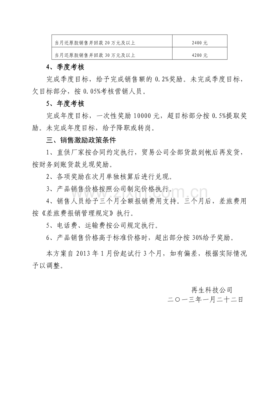 再生科技产品销售激励考核办法13-1-22.doc_第2页