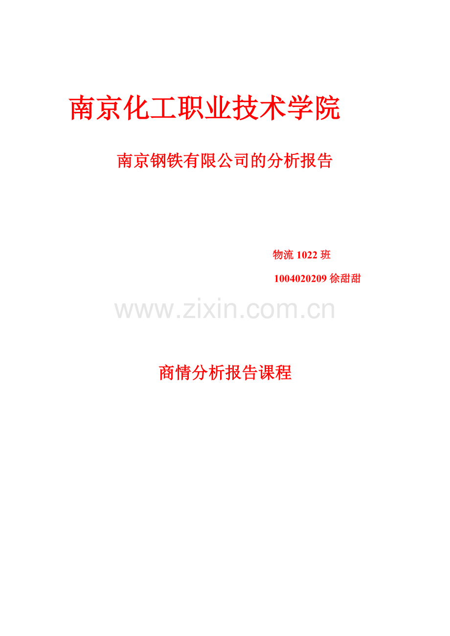 南京钢铁股份有限公司市场分析报告.doc_第1页