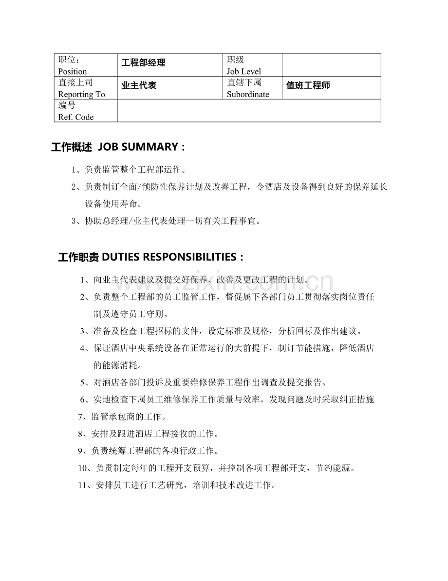 晋江金祥酒店-工程部岗位职责.doc_第1页