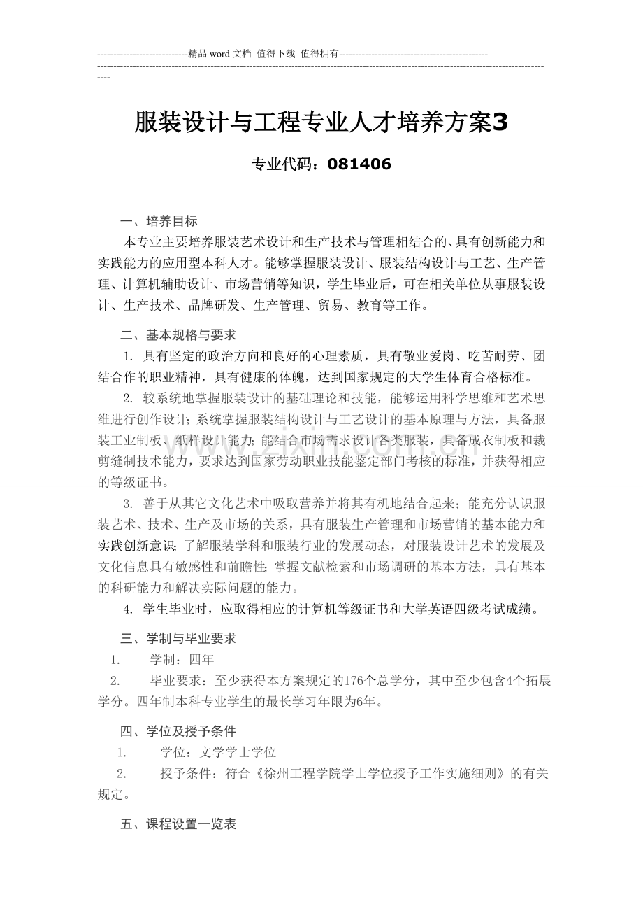服装设计与工程专业人才培养方案3.doc_第1页