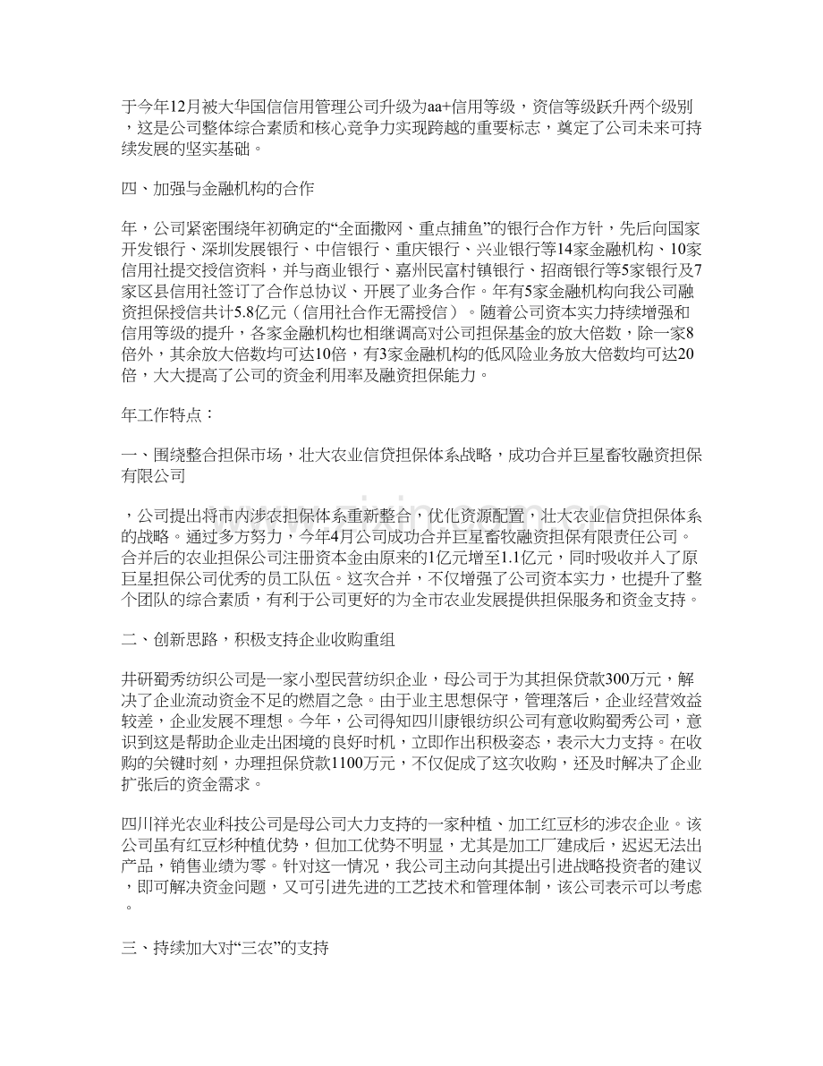 市现代农业融资担保有限公司年终工作总结.doc_第2页