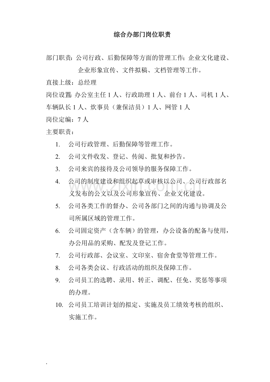 综合办公室各岗位职责初稿.doc_第1页