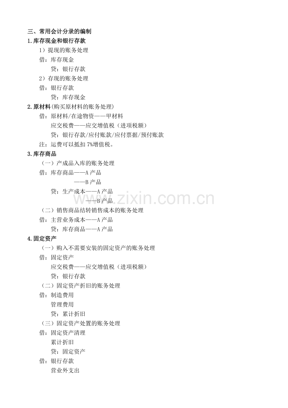 会计分录复习资料(要求默写).doc_第2页