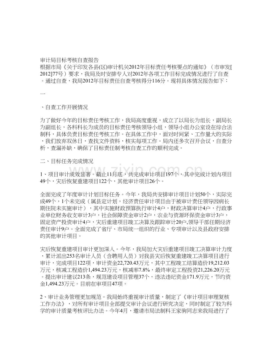 审计局目标考核自查报告.doc_第1页