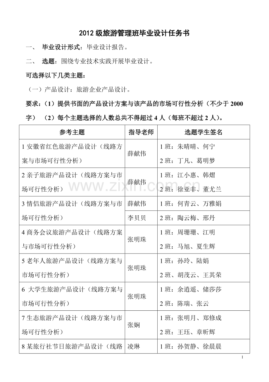 2012级旅游管理毕业设计方案.doc_第1页