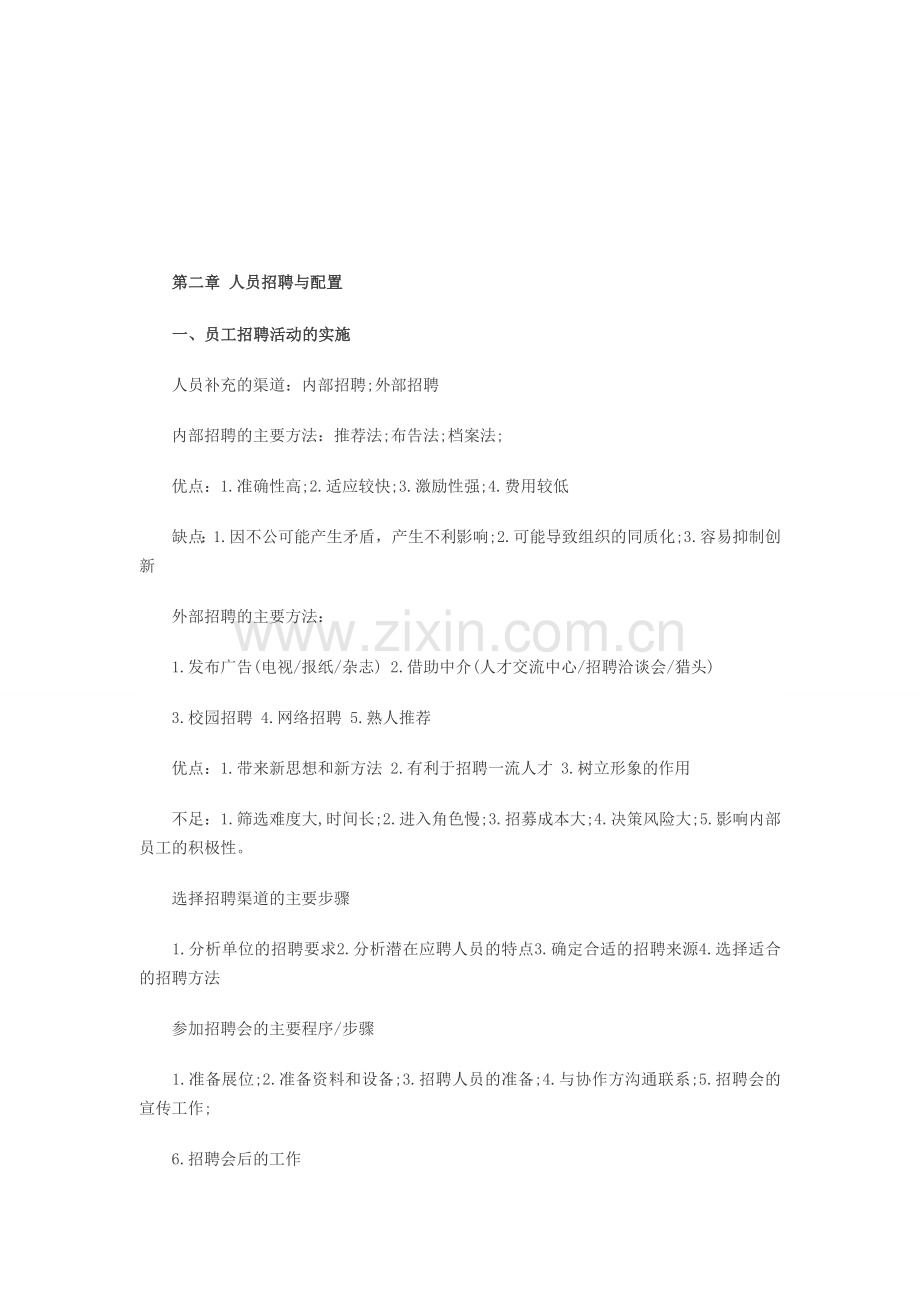 2013助理人力资源管理重点第二章：人员招聘与配置.doc_第1页