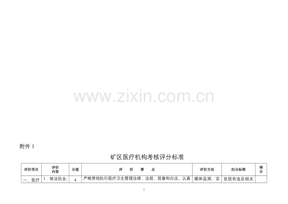 医疗机构考核评分标准.doc_第1页