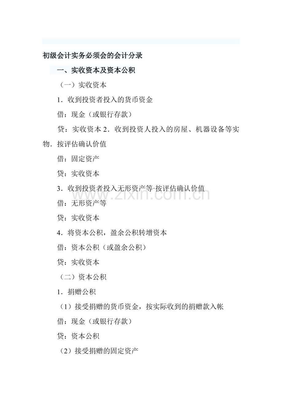 初级会计实务必须会的会计分录.doc_第1页