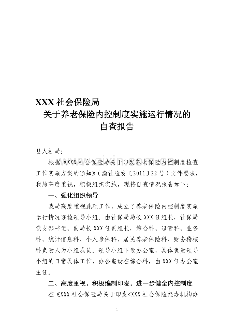 养老保险内控制度自查报告.doc_第1页