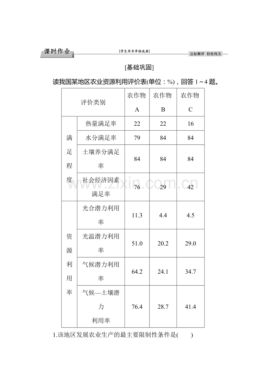2016-2017学年高二地理上册知识点过关检测23.doc_第1页