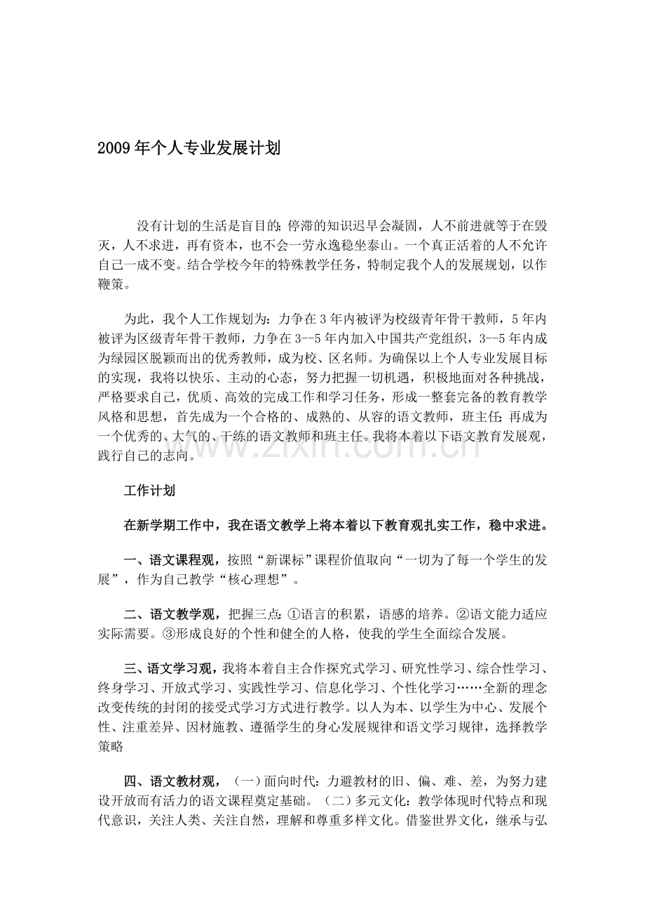 2009年个人专业发展计划.doc_第1页