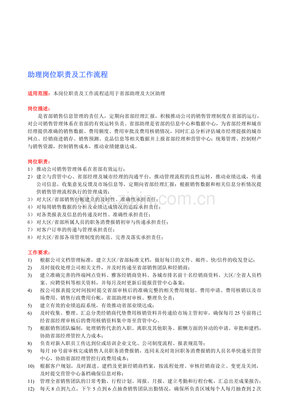 助理岗位职责及工作流程--.doc_第1页