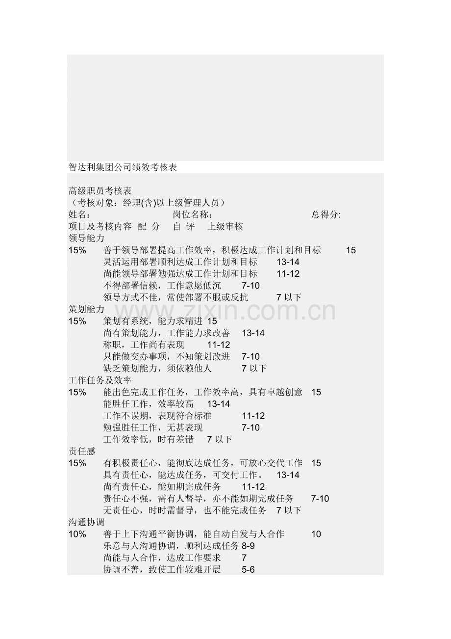 智达利集团公司绩效考核表..doc_第1页