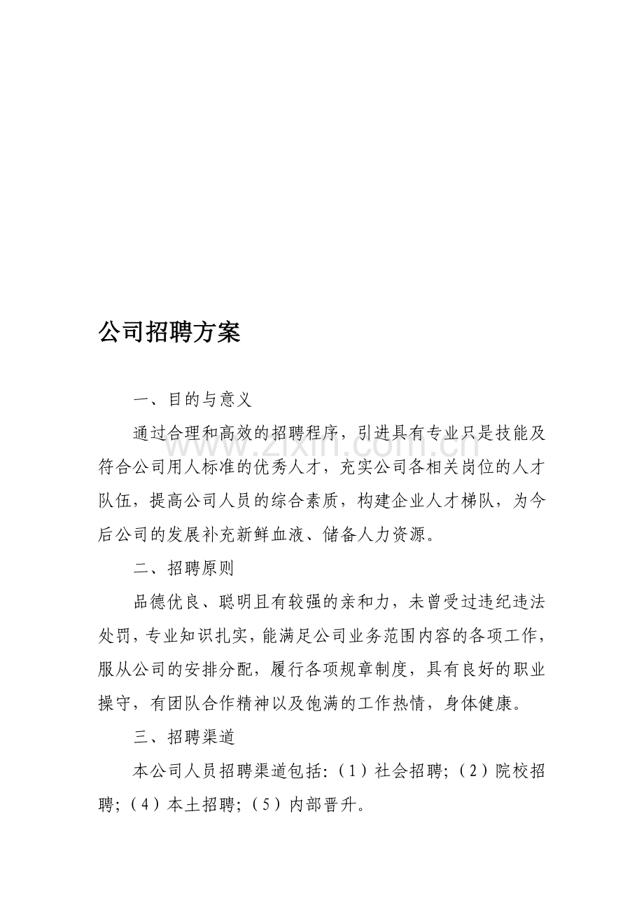 公司聘用人员方案.doc_第1页
