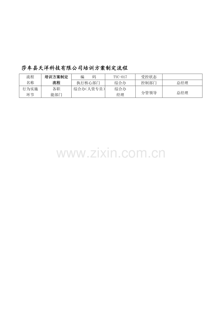 莎车县天洋科技有限公司培训方案制定流程.doc_第1页