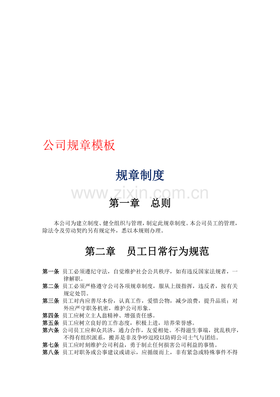 公司规章制度范本-模板(详细版).doc_第1页
