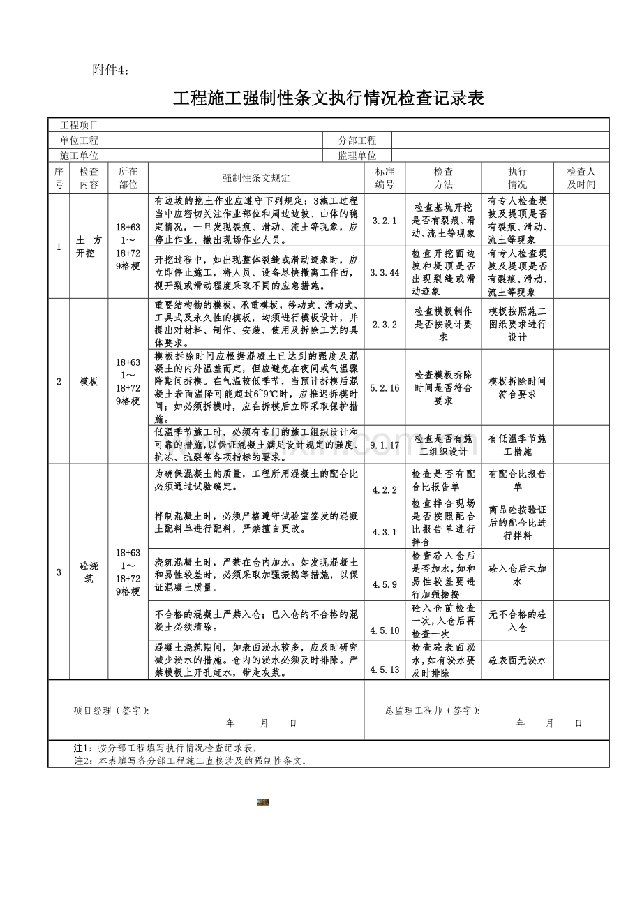 水利工程强制性条文执行计划表4.doc_第1页