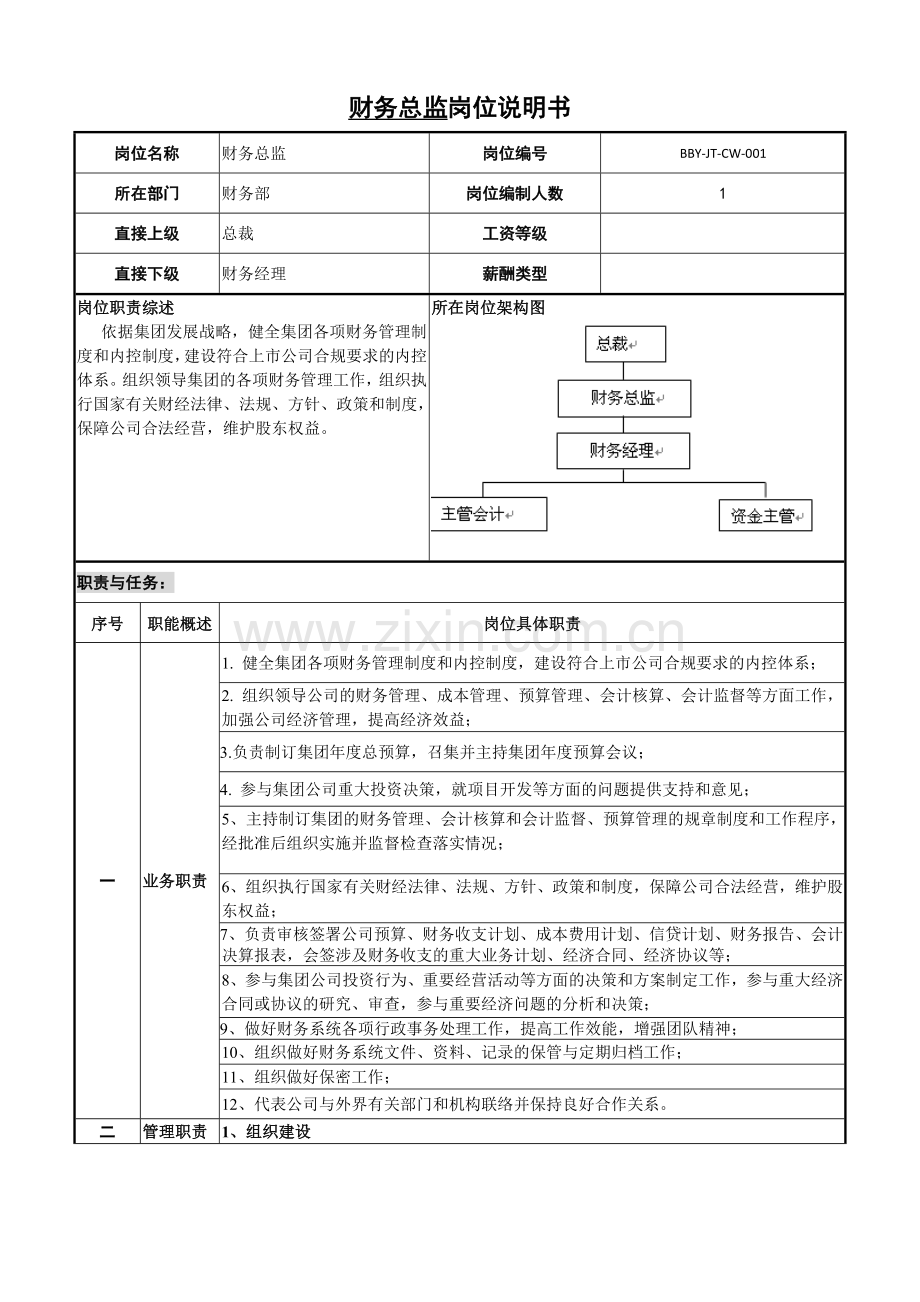 财务总监岗位说明书.doc_第1页