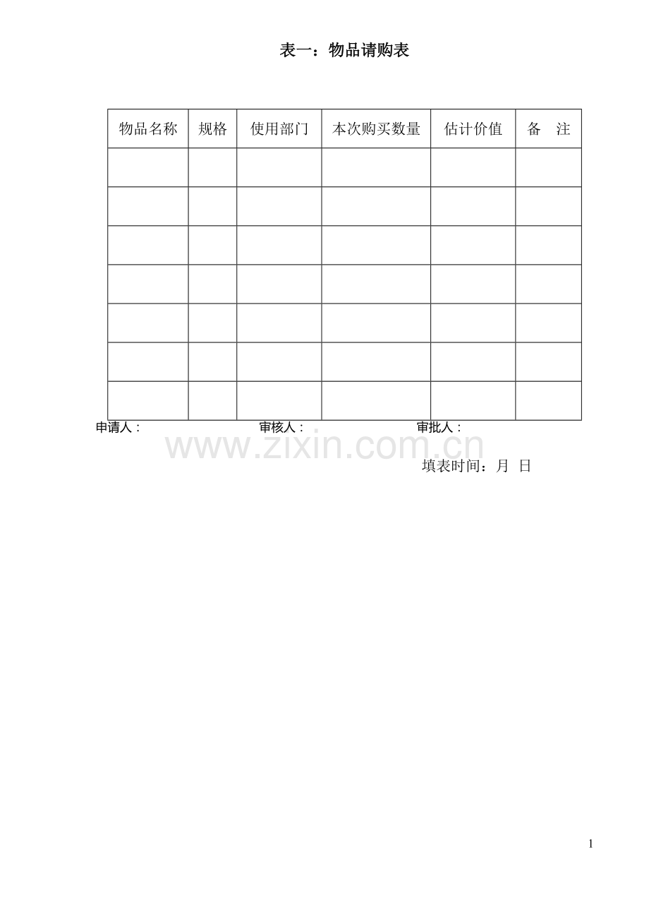 后勤各类表格.doc_第1页
