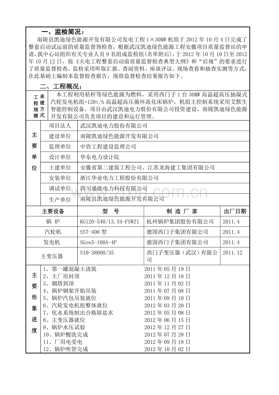 南陵凯迪生物质发电工程机组整套启动试运前监检报告(报审稿).doc_第2页