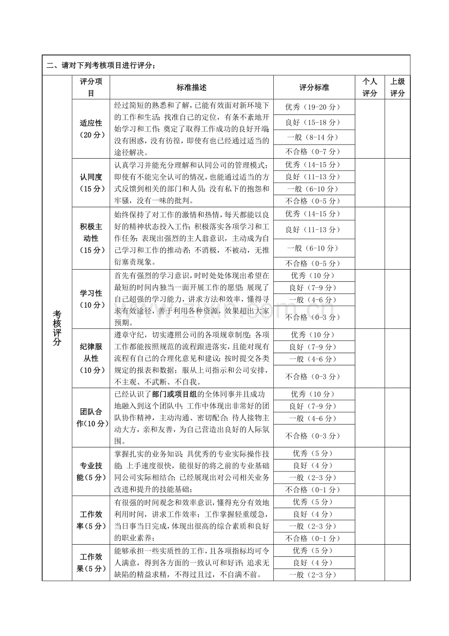 试用期员工跟踪考核表和转正评估表.doc_第2页