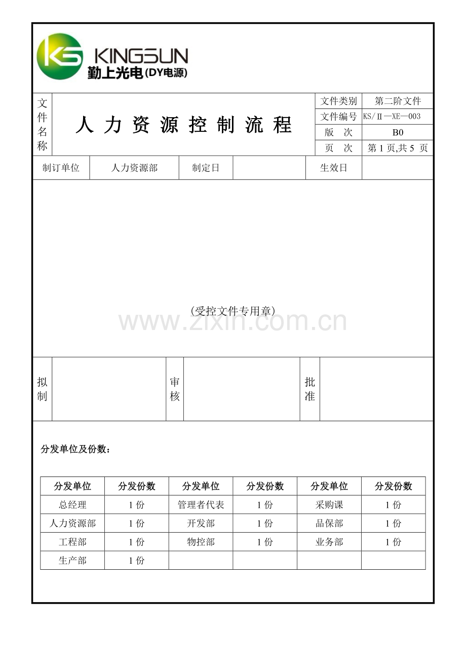 人力资源控制流程KS-II--XE--003.doc_第1页