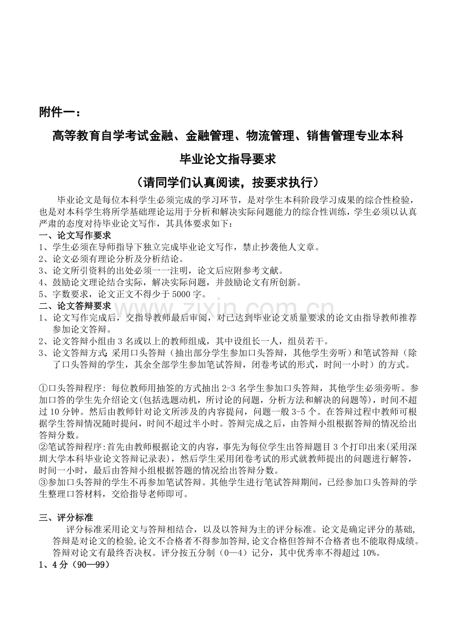 2013年自学考试金融、金融管理、物流管理、销售管理专业毕业论文指导要求及参考题目.doc_第1页