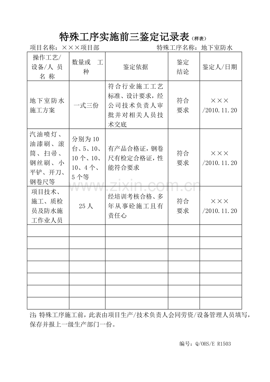 工程项目施工过程控制程序记录样表.doc_第2页