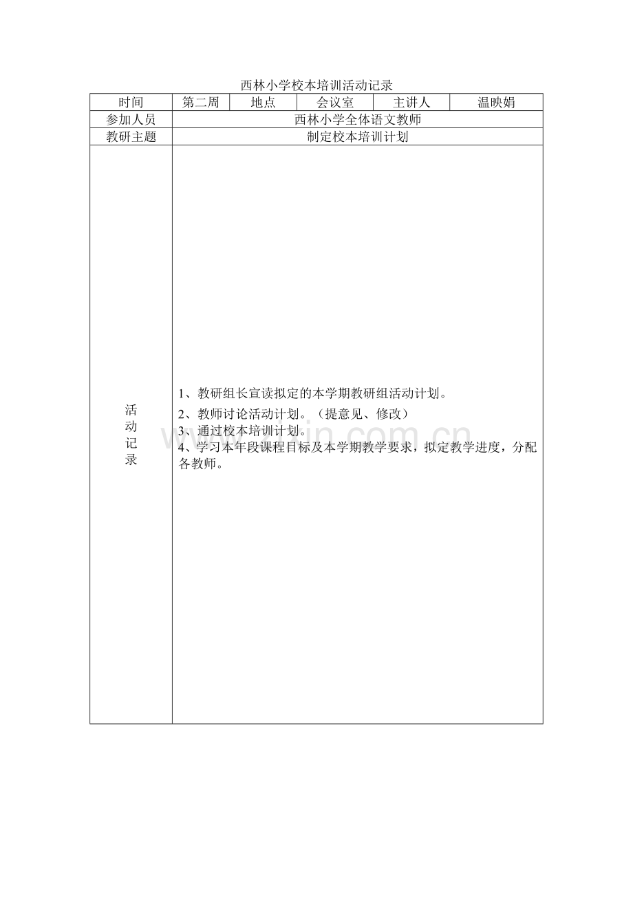 校本培训活动记录.doc_第1页