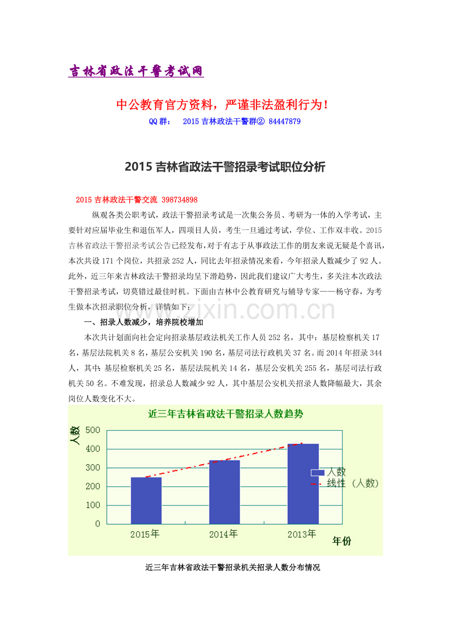 2015年吉林省政法干警招录职位分析.doc_第1页