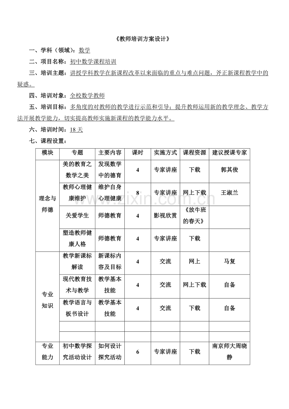 《教师培训方案设计》.doc_第1页