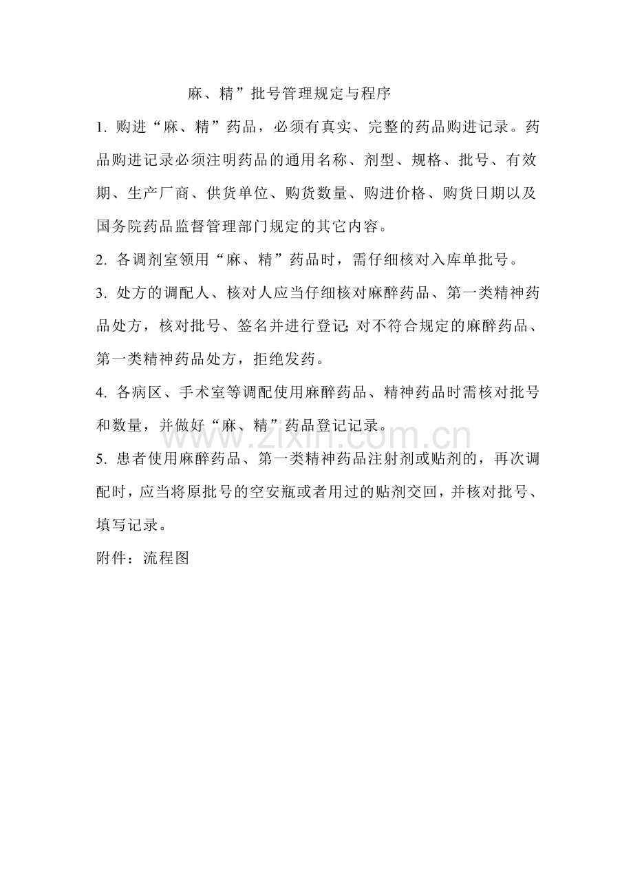 “麻、精”药品实行批号管理的程序.doc_第1页