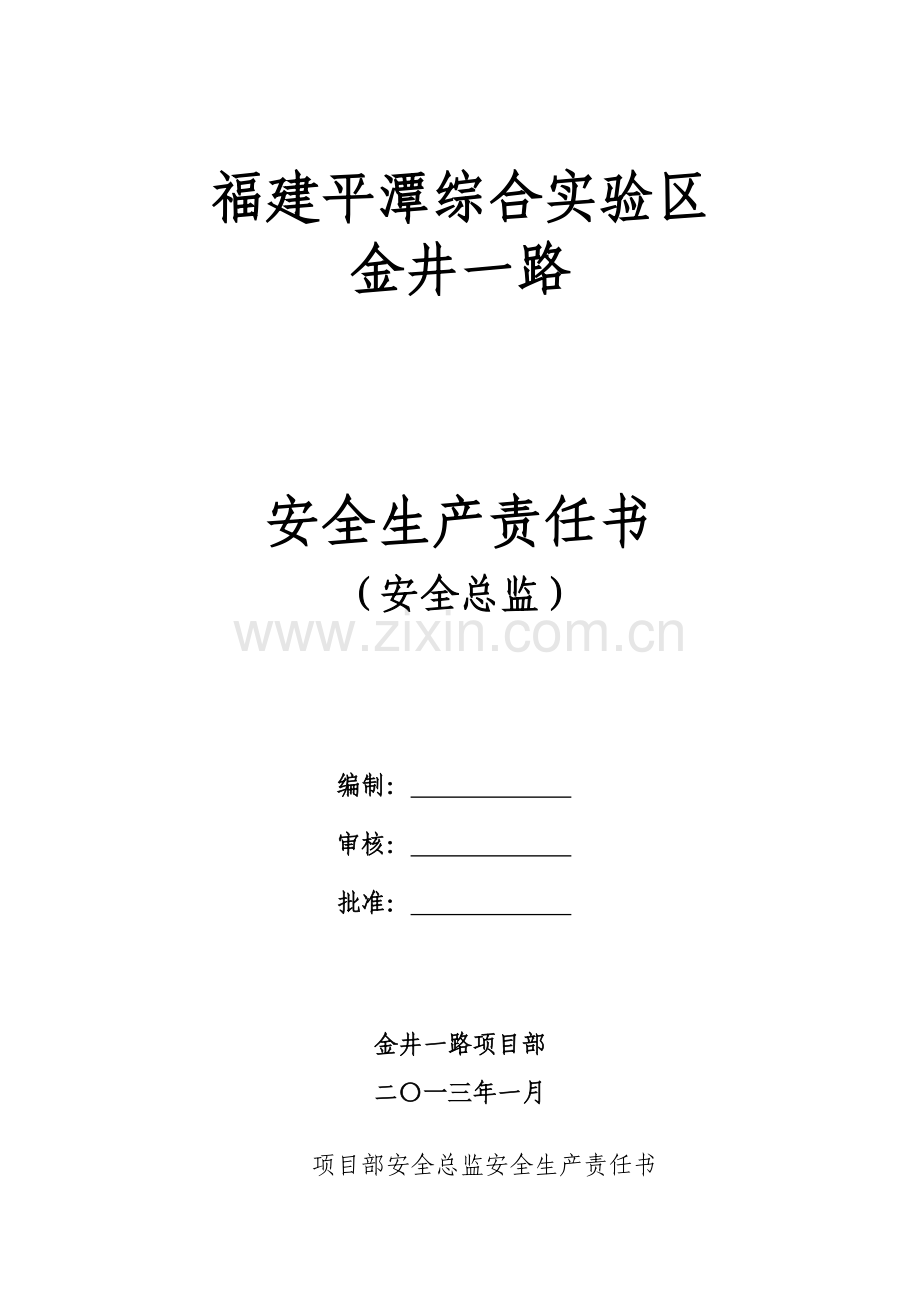 安全总监安全生产责任书.doc_第1页