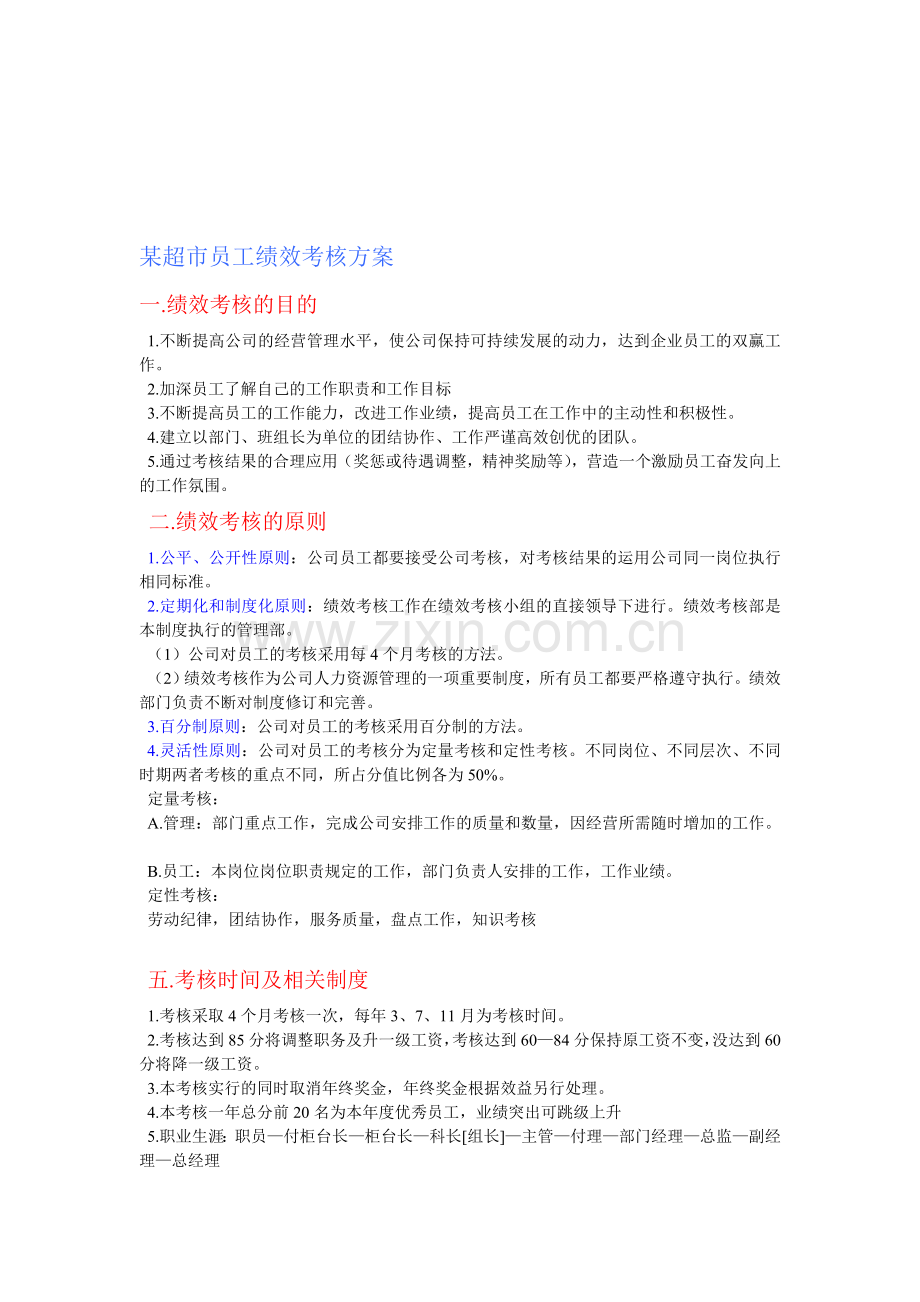 某超市员工绩效考核方案.doc_第1页