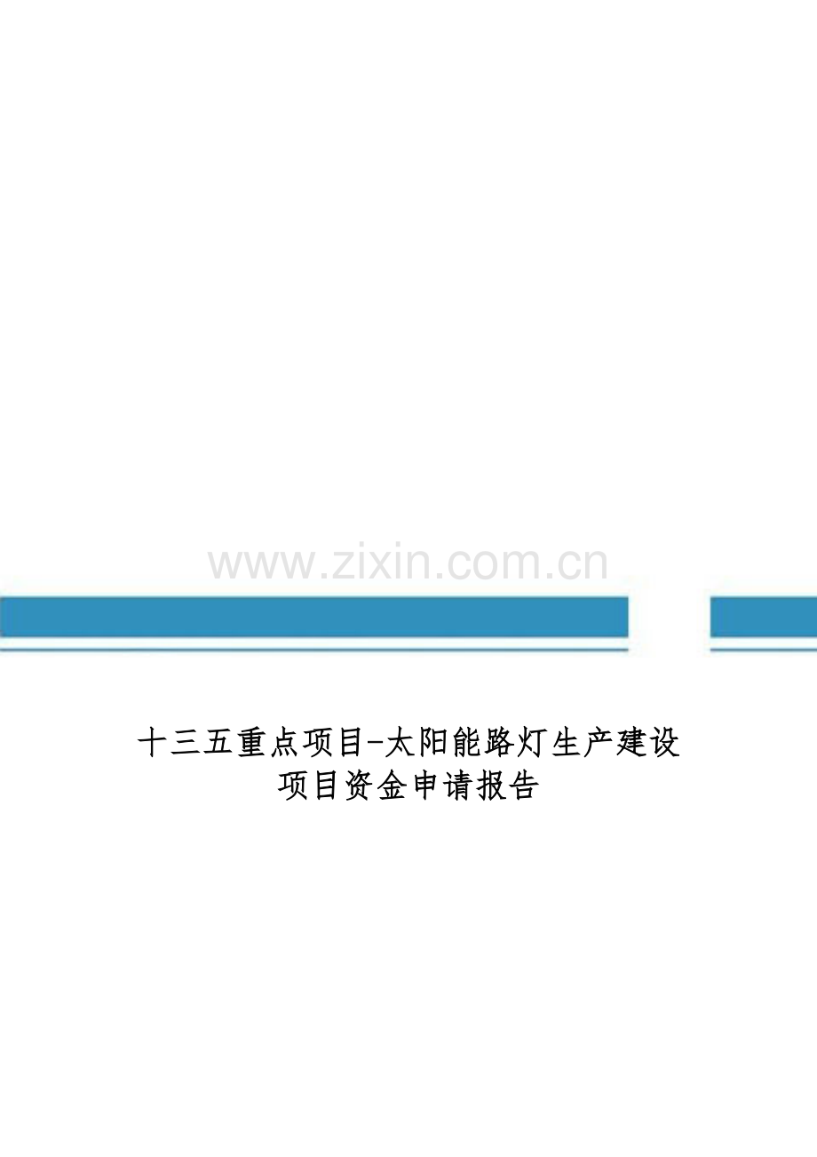 十三五重点项目-太阳能路灯生产建设项目资金申请报告.doc_第1页