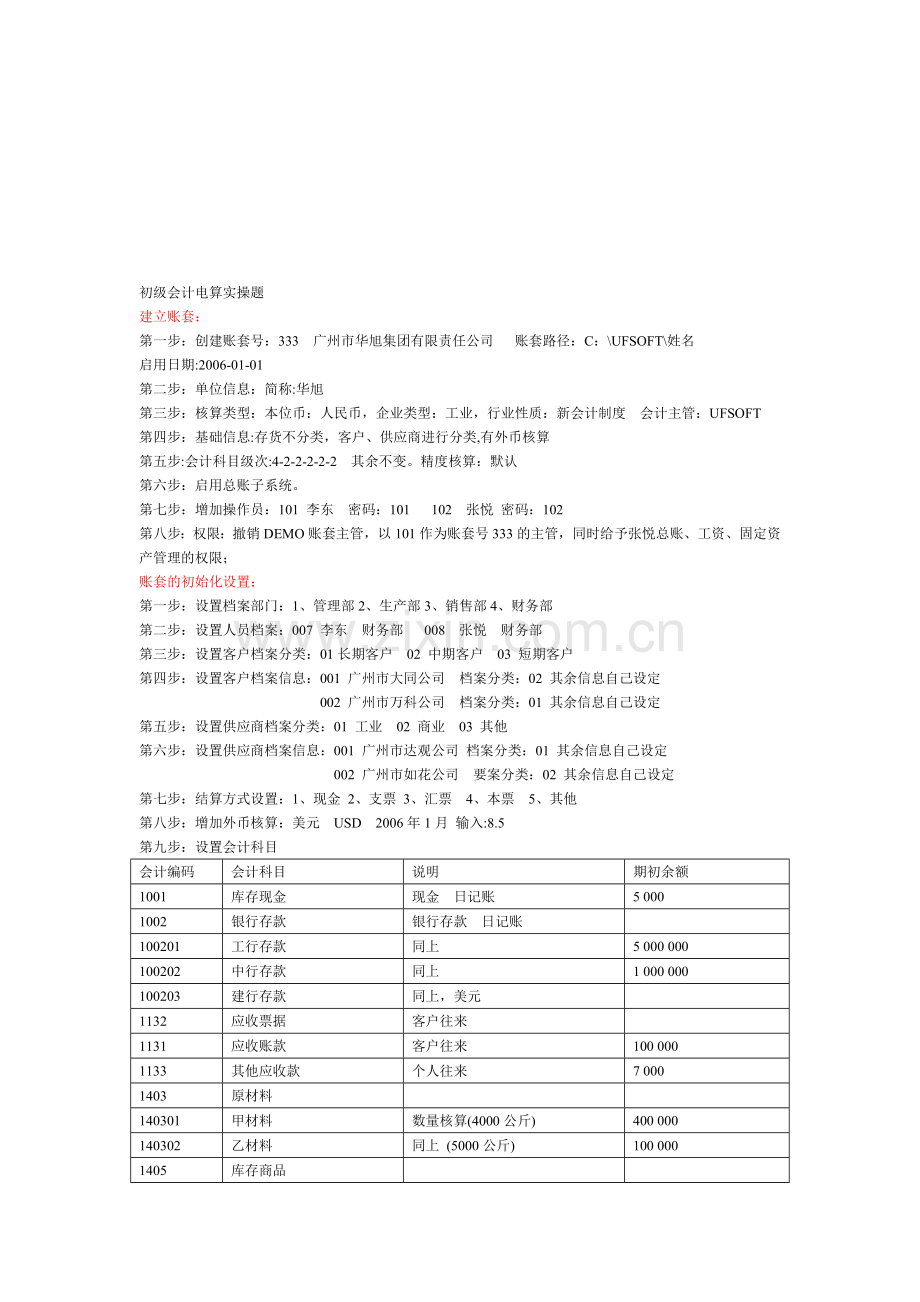 初级会计电算实操题.doc_第1页