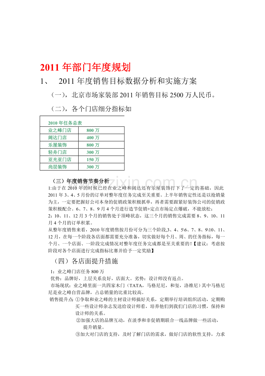 2011年家装部销售计划书-Word-文档.doc_第1页
