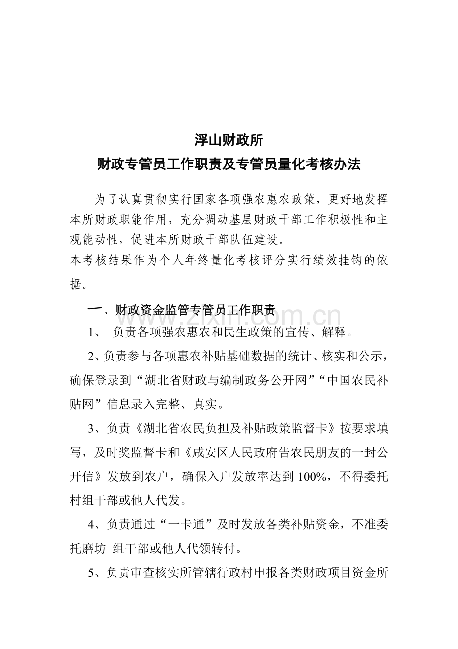咸安区乡镇财政专管员百分考核实施细则..doc_第1页