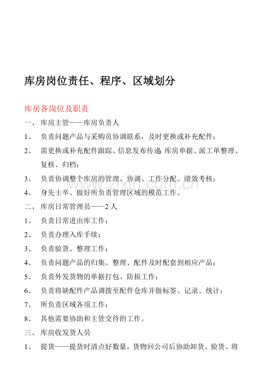 库房岗位职责及流程.doc_第1页